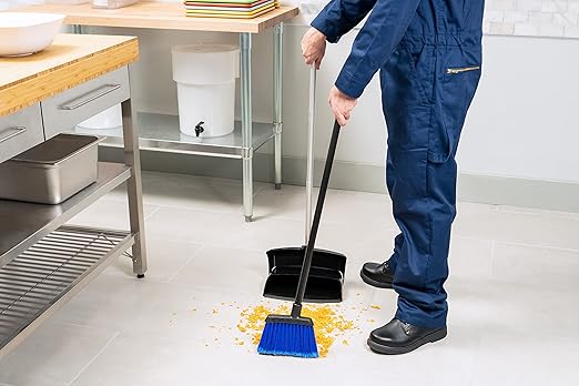 Carlisle FoodService Products Duo-Sweep Plastic Large Debris Lobby Broom with Handle, 30 Inches, Blue