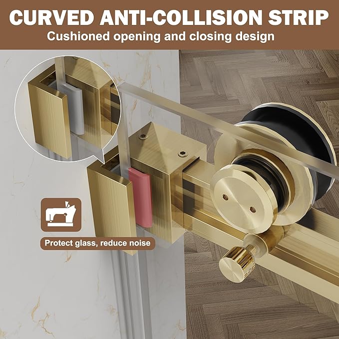 Frameless Sliding Shower Door 56–60" W x 76" H, 5/16" Tempered Glass with Dual-Sided Easy to Clean Coating, Shower Glass Door with SUS304 Stainless Steel Hardware & 20" Towel Rack, Brushed Gold