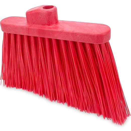 SPARTA Plastic Broom Head, Angled, Un-Flagged for Large Debris Indoor, Outdoor, Home, Restaurant, Lobby, Office, 12 Inches, Red, (Pack of 12)