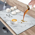 Dish Drying Mats for Kitchen Counter, 24"X16" Coffee Bar Mat for Countertops Heat Resistant Drainer Mat with Non-slip Rubber Backed Large Kitchen Drying Mat Absorbent Draining Mat (Light Gray)