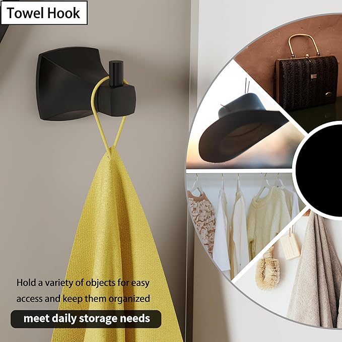 4 Pieces Bathroom Hardware Accessories Set Towel Bar Towel Holder Robe Hook Toilet Paper Holder Stainless Steel and Zinc Alloy Wall Mount