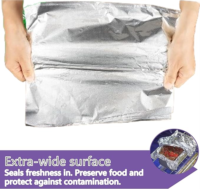 Box of 200 - Pre-Cut 12" Aluminum Foil Sheets - 12x10" Extra Wide & Heat-Tolerant Foil Sheets, 100% Aluminum, Ideal for Food Wrapping, Grilling & Freezing, Convenient Dispenser