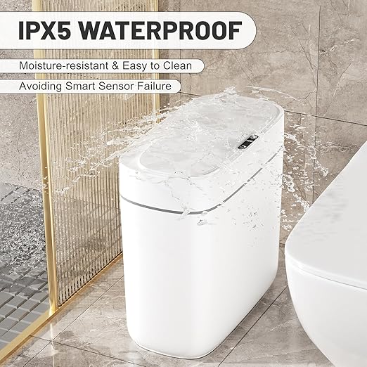 Motion Sensor Small Trash Can for Bathroom, 3.5 Gallon Automatic Touchless Trash Can with Lid,Slim Garbage Can Waterproof Trash Bin Waste Basket for Bedroom, Kitchen