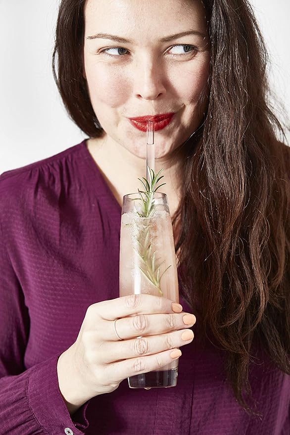 HALM Glass Straws - 6x 9 inch Reusable Drinking Straws + Plastic-Free Cleaning Brush - Made in Germany - Dishwasher Safe - Eco-Friendly - Straight - Perfect for Smoothies, Cocktails