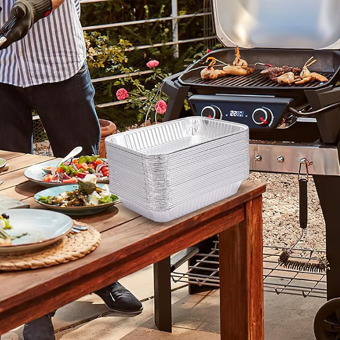 20 Pack Weber Grills Compatible Drip Pans 6415 for Weber Grills Spirit Gas Grills, Q Grills, Genesis and Genesis II LX 200 300 Series Disposable Aluminum Foil Grease Trays 6 x 1.4 x 8.6 Inches