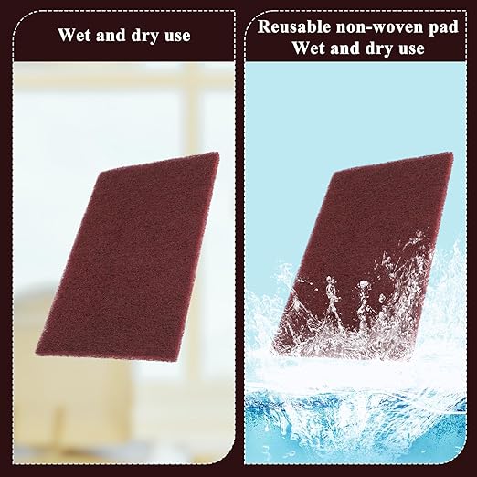6 PCS Red Nylon Scuff Pads, Scouring General Purpose Hand Pads for Cleaning, Deburring, Scouring, Sanding, Surface Preparation (8.27 X 5.51 Inches)