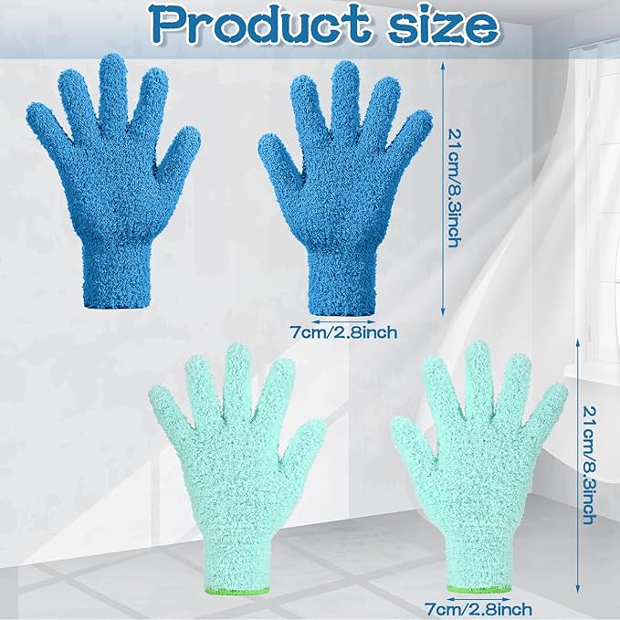 6 Pcs Microfiber Dusting Mitt Gloves for Plants Washable Dusting Gloves for House Cleaning Furniture Car Washing