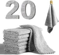 20 Pack Super Absorbent Dish Cloths Coral Velvet Microfiber Kitchen Towels Lint-Free Nonstick Oil Reusable Washable Fast Drying Rags 9.84"x9.84" Multipurpose Cleaning Dishcloths for Dishes Countertops
