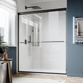 SUNNY SHOWER Double Sliding Glass Door 48" W x 72" H Shower Door 1/4" Tempered Glass Sliding Door Semi-Frameless Shower Glass Enclosure Bypass Walk in Shower Cabin, Matte Black