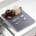 Silicone Dish Drying Mat for Kitchen Counter, Non-Slip Drain Pad, Dish Drying Pad, Easy to Clean Dish Rack Pad, Multi-Use as Heat Resistant Trivet, 15.8" x 13" , Grey