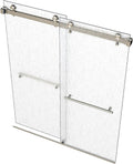 VITRA-200X 56.5-59" W x 78" High 3/8" Twinglide Frameless Shower Door with (10mm) Rain Tempered Glass (Brushed Nickel)