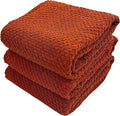Maroon Rust Cinnamon Kitchen Hand Dish Towels: Oversized 28" x 18",100% Cotton Cloth Soft Cleaning Drying Absorbent Textured Design, Set of 3 Multipurpose for Everyday Use (Cinnamon Textured)