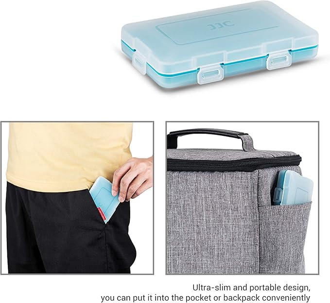 JJC Silicone Interior Battery Case Holder Organizer, PP Battery Storage Box for 9pcs CR123 / CR123A / CR17345 / 16340 Batteries, Water-Resistant with 4 Snap Latch for Secure Protection