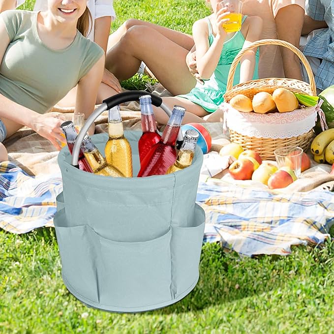 Professional Cleaning Caddy Organizer - 11" Wearable Cleaning Supply Bag with Adjustable Shoulder Strap & Handle - Housekeeper Essentials Organizer for Detailing Tools & Supplies (Sky Blue)