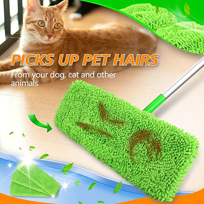 Reusable Microfiber Mop Pads for Swiffer XL - 4 Pack XL Dry Sweeping Cloths & Wet Pads Refills - X-Large Heavy Duty Mopping Cloths for Floor Mopping and Sweeping (Mop is Not Included)
