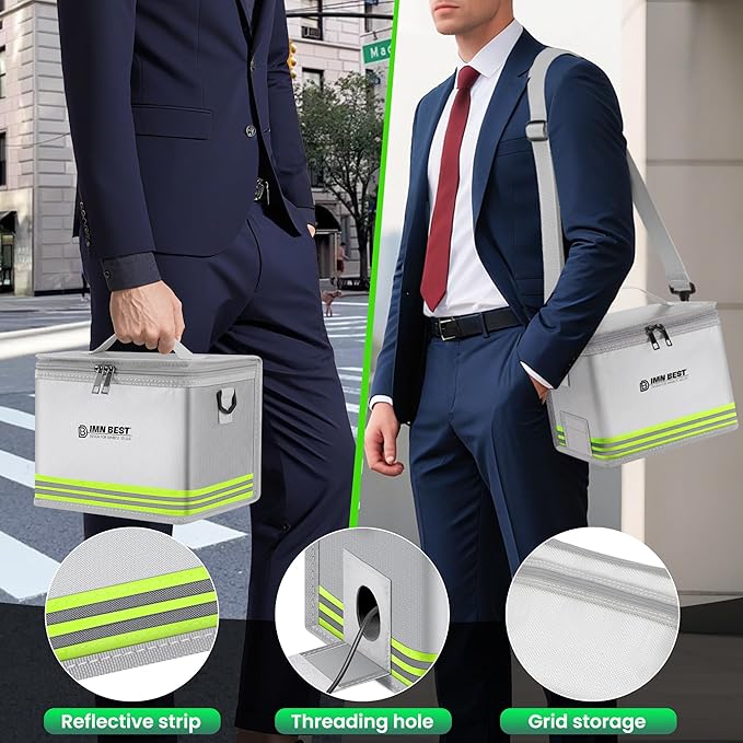 Lipo Safe Bag Fireproof, Explosion-proof, Large Capacity, Fireproof Safe, Lipo Battery Storage Box, Protective Safe for Charging and Storing (Silvery)