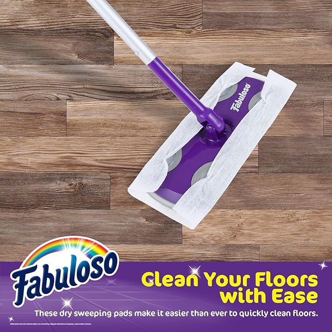 Fabuloso Dry Cloths - Sweeping Pads for Use with Fabuloso Dry + Wet Sweeper for Bold and Bright Cleaning Experience - Clean Your Floors with Ease, 16 Count - 2 Pack