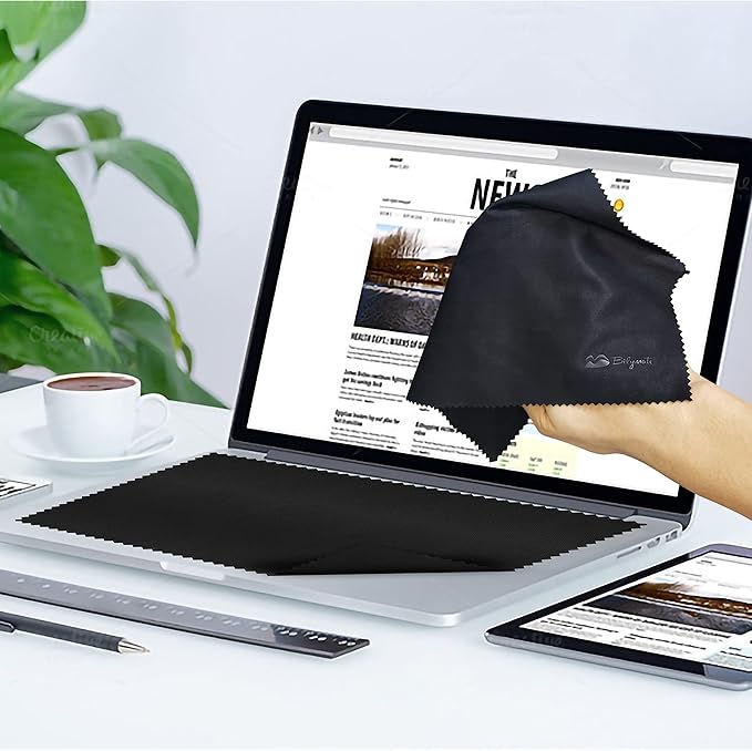 Bilymate Multi-Purpose New Large Size Microfiber Eyeglass & Lens & Laptop Screen & Glasses & Camera & TV Cleaning Cloths and Laptop Keyboard Cover and no Fog Clean Cloth Black Grey
