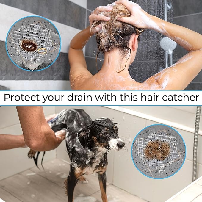 25 PCS Disposable Shower Drain Hair Catcher 3.54 Inches Round Drain Hair Catcher Stickers for Bath & Kitchen - Hair Catcher Shower Drain Cover for Human & Pet Hair - Mesh for Bathtub & Laundry