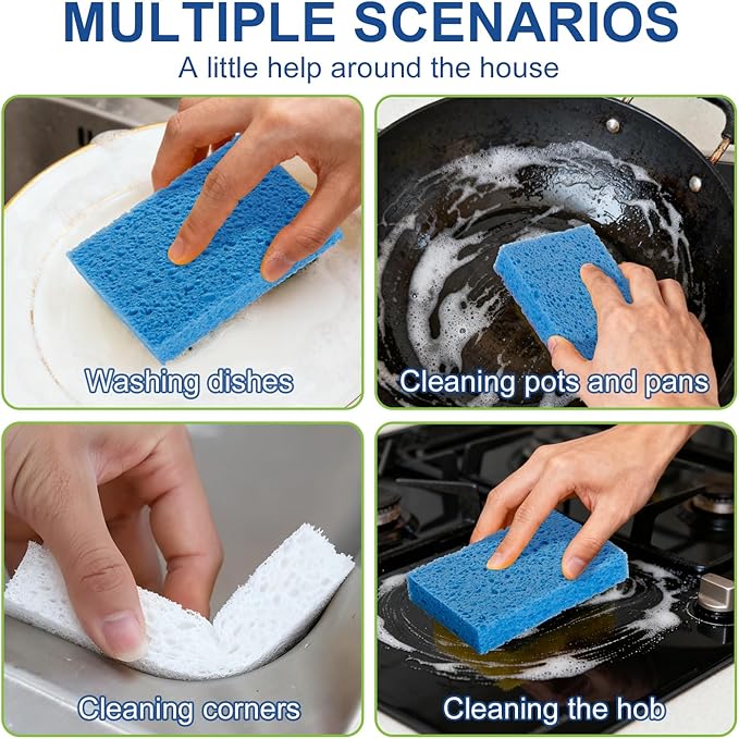 Sponges Kitchen，Cellulose Sponges, Compressed Kitchen for Household Use，for Dishes, Kitchenware, Cleaning for The Shower，Reusable，Save Space (4, Pink+ White)