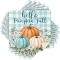 Kitchen Towels Hello Fall Pumpkins Teal Buffalo Plaid Check Dish Towels Multipurpose Reusable Dish Cloths Soft Cleaning Cloth Kitchen Accessories Set of 6,11"x11"