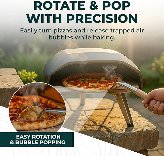 Urban Whisk 22" Pizza Oven Brush with Scraper & Turning Fork – Heat-Resistant Brass Bristles, Stainless Steel Scraper, Extra-Long Handle + Spare Head