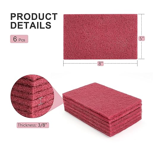 5" x 8" Scuff Pad Maroon 6 Pack - Scuffing, Scouring, Sanding, Paint Primer Prep Adhesion Scratch - Surface Preparation Automotive Car Auto Body Woodworking 7447