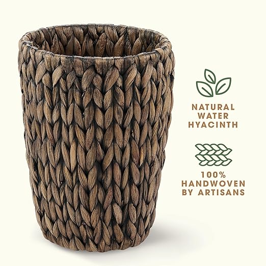 2-Pack Black Wicker Trash Cans