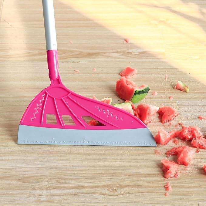 Magic Broom Sweeper, Multifunction Replaceable Silicone Broom, Household Squeegee for Floor Cleaning, Bathroom, Pet Hair, Dog Broom Brush Set (Bright Pink)