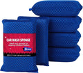 AIDEA Car Wash Sponge, Microfiber Large Bug and Tar Remover for Cars, Non Scratch Reusable Mesh Car Wash Sponges, Blue, 5.71 * 3.54 * 1.89 inch