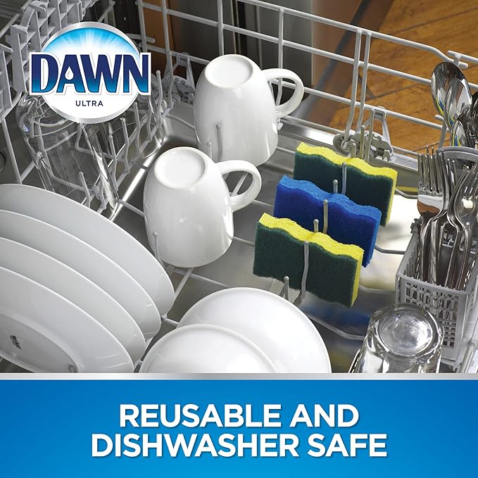Dawn Non-Scratch Kitchen Dish Sponges, Blue (Pack of 4)