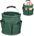 17L Portable Cleaning Bucket Organiser, 6 Pockets Foldable Cleaning Caddy with Handle Wearable Cleaning Caddy Bag for Outdoor Camping Garden Harvest Basket Home Bathroom Storage (Dark Green)