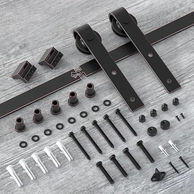 ORB Oil Rubbed Bronze Sliding Barn Door Hardware Kit with 13FT Track/Rail Single Door Brushed Antique Bronze