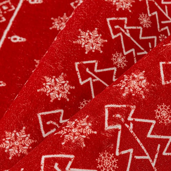 Christmas Area Rug 4x6 Red Washable Office Carpet Xmas Snowflake Holiday Decor Doormat Entryway Non Slip Soft Low Pile Indoor Throw Rug Kitchen Living Room Bedroom Entrance Dining Room