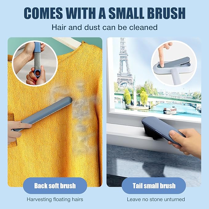 Pet Hair Remover 4 in 1- Reusable Long Handle Dog Hair Remover Brush, Washable Lint Cleaner for Dog and Cat Hair, Gentle on Furniture, Multifunctional Hair Removal Brush, 2 Pcs Carpet Scraper
