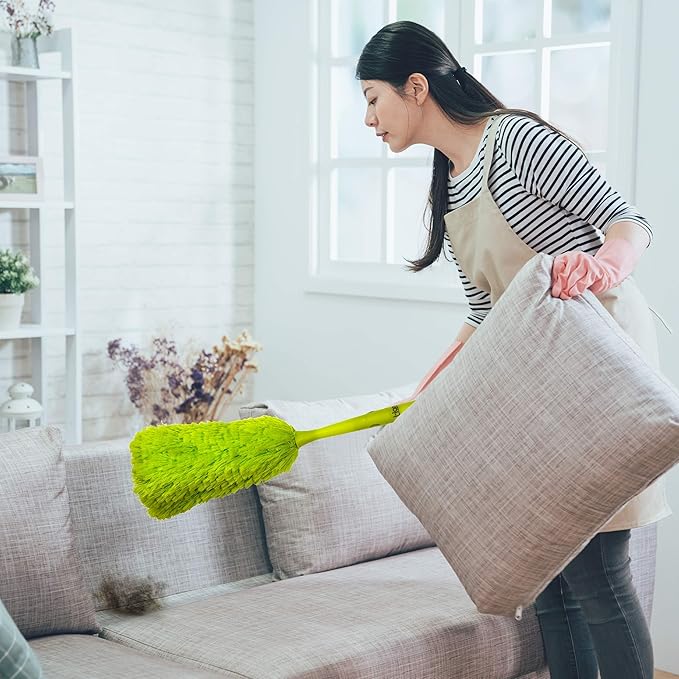 Microfiber Ceiling Fan Duster and Cleaner, with Long extendable for high Ceiling,1 Pack, 54 inches - with Bendable Extension, Perfect dusters for Cleaning Bright Green