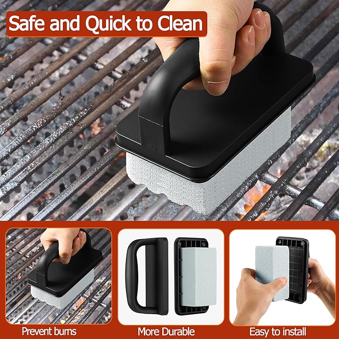 Heavy Duty Griddle Cleaning Brick with Handle, Grill Cleaner for Cleaning Flat top, Pumice Griddle Cleaning Stone Removing Stains for BBQ, Swimming Pool, Sink (5 Pack)