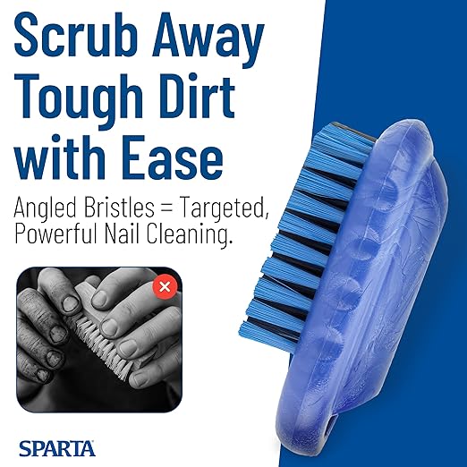 SPARTA Nail Scrub Brush Commercial-Grade, Heavy-Duty Hand and Fingernail Brush with Stiff Bristles for Gardeners, Mechanics, And Foodservice Personnel, Plastic, 5 Inches, Blue