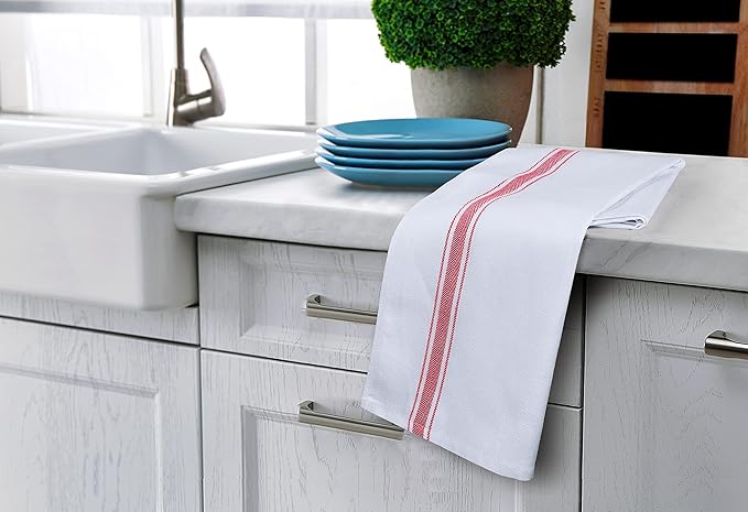 Utopia Towels Red Dish Towels [24 Pack - 15 x 25 Inches] 100% Ring Spun Cotton Highly Absorbent & Reusable Cleaning Bar, Tea, Kitchen and Dishcloths Set - 200 GSM