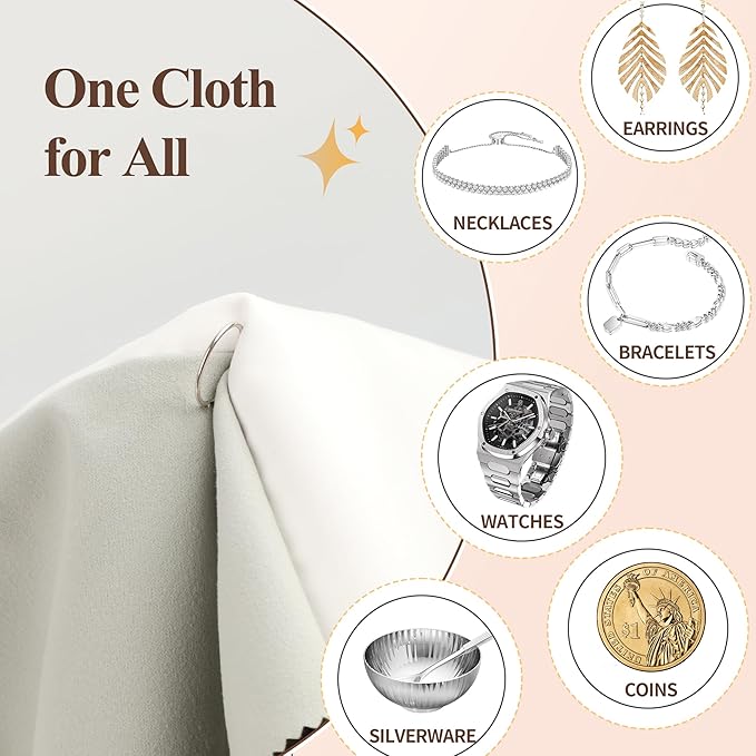 Bonison 3 Pack Large Silver Polishing Cloth – 10"x12" Jewelry Cleaning Cloth & Multi-Layer Jewelry Polishing Cloth for Silver, Gold, Diamond, Platinum, Coins, Watches, Gemstones（Gray）