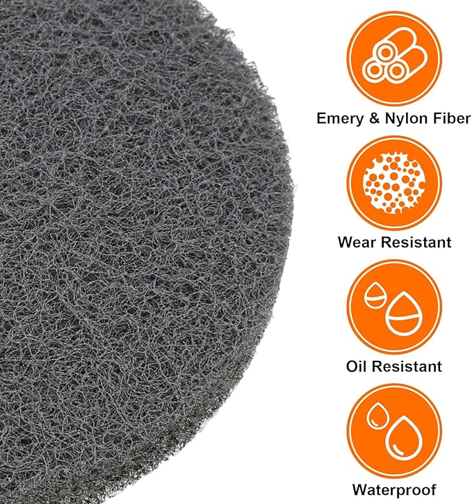HARFINGTON 20pcs Scrubber Scouring Pads 1200 Grits 3 Inch Drill Power Brush Hoop and Loop Surface Conditioning Disc Drill Scuffing Disc Scrub Pads for Home Kitchen Cleaning, Light Grey
