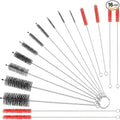 Reusable Straw Cleaning Brushes Bottle Test Tube Long Straw Cleaning Brush Nylon Washing Tool Reusable Bottle Brush in Different Size (Red-Black,16 Pieces)