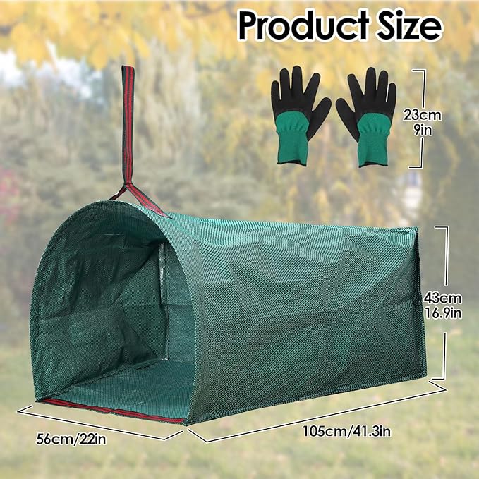 Reusable Yard Waste Bags,72 Gallon Lawn And Leaf bags 2 Pack,Heavy Duty Garden Bags With Gardening Gloves, For Up Outdoor Debris Leaves Grass Clippings Camping Yard Recycling Bags For Leaves