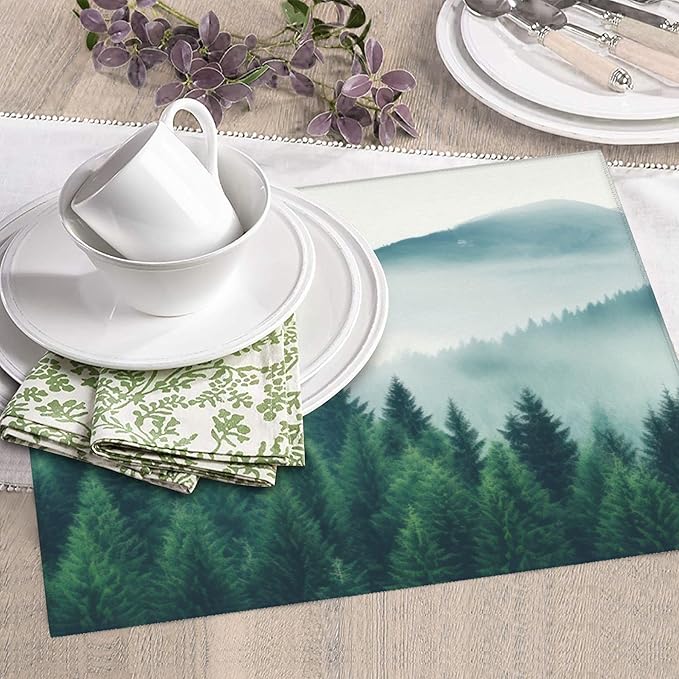 Forest Trees Mountain Dish Drying Mat 16x18 Inch, Microfiber Absorbent Fast Dry Mat Large Dish Mat Drying Kitchen Mat, Kitchen Drying Pad for Kitchen Counter Coffee Bar Decor Gifts