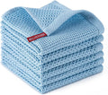 BOOMIBOO 6-Pack Kitchen Dish Cloths, 100% Cotton Waffle Weave, Ultra Soft Absorbent, Quick Drying Dish Towels, 12x12 Inches,Sky Blue