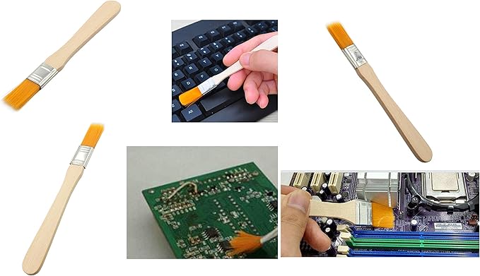 LBY 10pcs Household Cleaning Dusting Brush,135mm(5.31'') Paint Brush Small Size Keyboard Brush Computer Notebook Dusting Brush, Yellow Natural Bristles, Wooden Handle