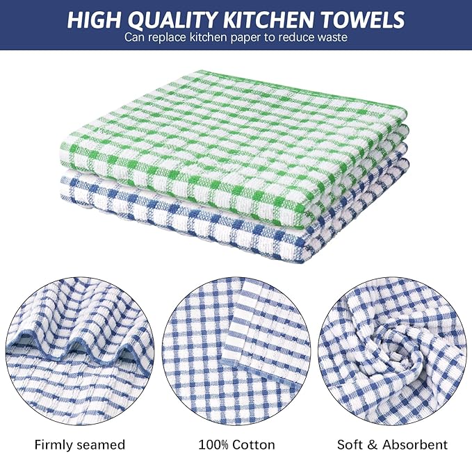 Nialnant 12 Pack Kitchen Dish Rags,100% Cotton Soft Absorbent Quick Drying Dish Cloths for Kitchen,Washing Dishes,Cleaning rags-11 x 11In