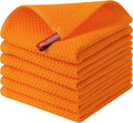 Kitinjoy 100% Cotton Kitchen Dish Cloths (12 X 12 Inches, Orange), 6 Pack Waffle Weave Ultra Soft Absorbent Dish Towels for Drying Dishes Quick Drying Kitchen Towels Dish Rags