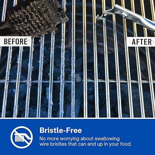 Grill Floss Premium Grill Scraper for Outdoor Grill with Round Grates - Bristle Free Grill Brush for Outdoor Grill - BBQ Grill Grate Cleaner Cleans Top and Bottom of Grill Without Lifting Grates