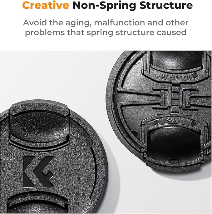 K&F CONCEPT 58mm Lens Cap Cover, 4-in-1 Center Pinch Lens Cover Black Anti-Loss Keeper Leash Microfiber Cleaning Cloth Kits Compatible with Nikon, Canon, Sony, Fujifilm Camera Lenses